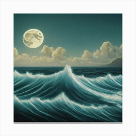 Moon Over The Ocean 1 Canvas Print