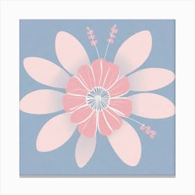 A White And Pink Flower In Minimalist Style Square Composition 90 Canvas Print