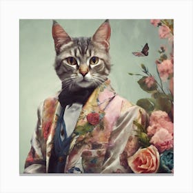 Fashion Cat Art Print 7 Canvas Print