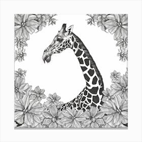 Giraffe In Flowers 1 Canvas Print