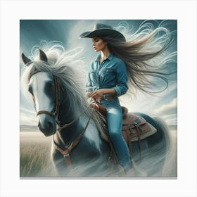 Cowgirl Riding Horse Canvas Print
