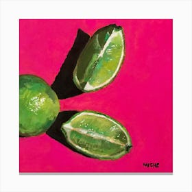 Limes On Pink 2 Canvas Print
