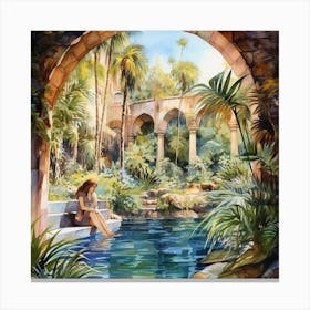 Girl By The Pool 2 Canvas Print