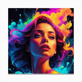 Girl With Colorful Splatters Canvas Print