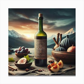 Bottle Of Wine On A Table Canvas Print