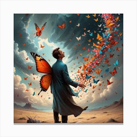 Surrealism Art Style Butterfly Storm Imagine A Storm Of Colorful Butterflies Swirling Around A Solit 3910917111 Canvas Print