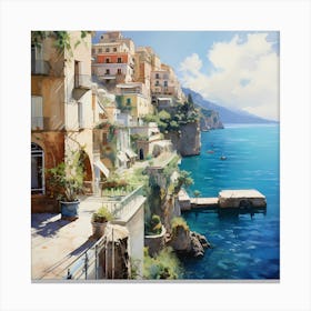 Vista Vibrance: Positano's Beauty Unveiled in Watercolour Canvas Print