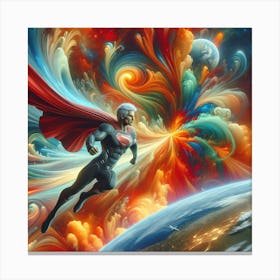 Superman Flying In Space 1 Canvas Print