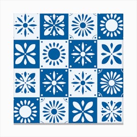 Portuguese Tiles With Floral Motifs Square Canvas Print