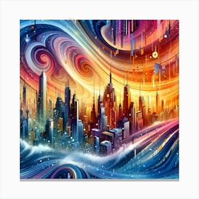 Abstract Cityscape Painting Canvas Print