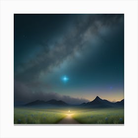 Landscape With Milky Way Canvas Print