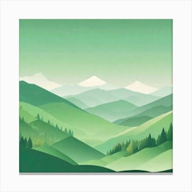 Misty mountains background in green tone 142 Canvas Print