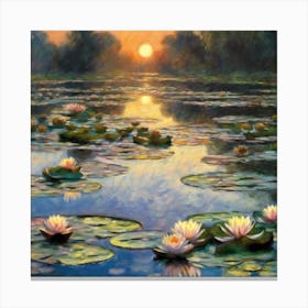 Water Lilies Setting Sun, Claude Monet Canvas Print