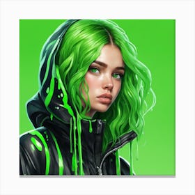 Girl With Green slime Hair Canvas Print