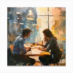 Couple At Table Canvas Print