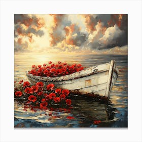 Poppies In The Boat 2 Canvas Print