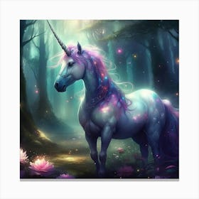 Unicorn In The Forest Canvas Print