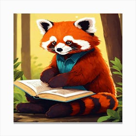 Red Panda Reading A Book Canvas Print