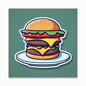 Burger Sticker Vector Illustration Canvas Print