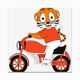 Tiger Riding A Motorcycle Canvas Print