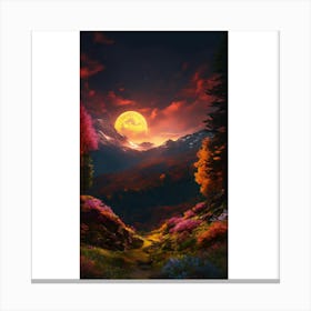 Moonlight In The Mountains Canvas Print