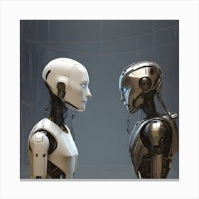 Robots Facing Each Other Canvas Print