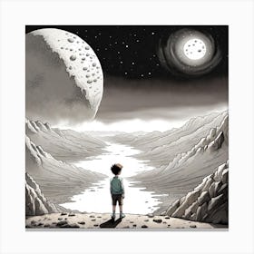 Boy And The Moon Canvas Print
