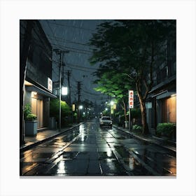 Rainy Night Street Canvas Print