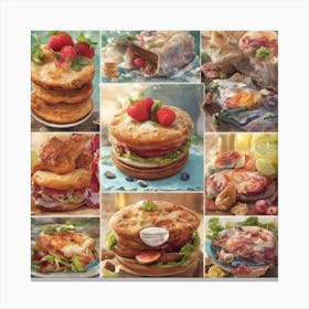 Collage Of Sandwiches Yummy Covers ( Bohemian Design ) Canvas Print