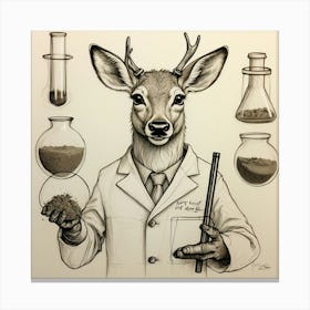 Deer In Lab Coat 11 Canvas Print