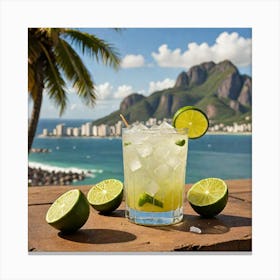 Brazilian Caipirinha Illustrate A Refreshing Brazilian Caipirinha With Muddled Lime And Sugar Served 1692681005 Canvas Print