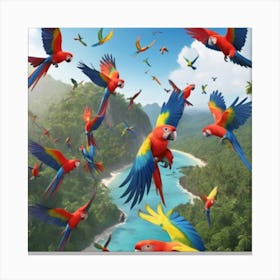 Parrots In Flight Canvas Print