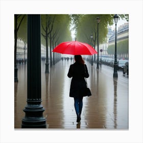 Caminando Bajo La Lluvia Paris Canvas Print