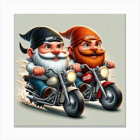 Gnomes On Motorcycles 1 Canvas Print