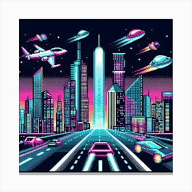 8-bit futuristic city Canvas Print