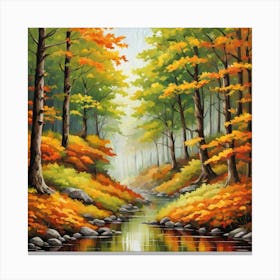 Forest In Autumn In Minimalist Style Square Composition 271 Canvas Print