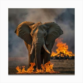 Elephant On Fire Canvas Print