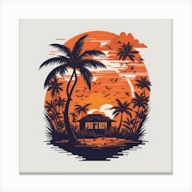 Sunset With Palm Trees 2 Canvas Print