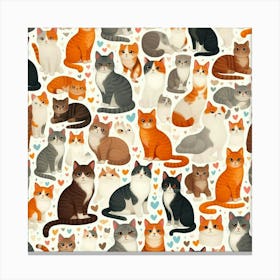 Cats On A White Background Canvas Print