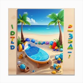 Default On The Beach 3 D Mosaic Painting Wall Art 1 Canvas Print