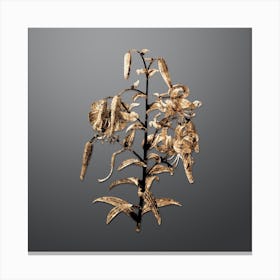 Gold Botanical Tiger Lily on Soft Gray Canvas Print