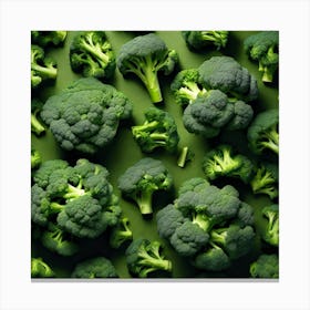 Top View Of Broccoli On Green Background 1 Canvas Print