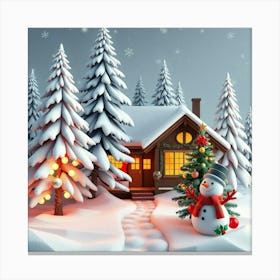 Snowman In The Snow 1 Canvas Print