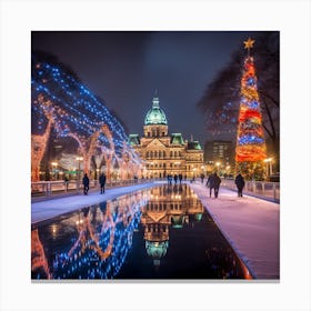 Christmas Lights In Vancouver Canvas Print