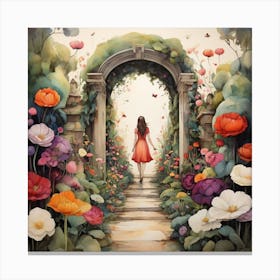 Girl In A Garden 2 Canvas Print