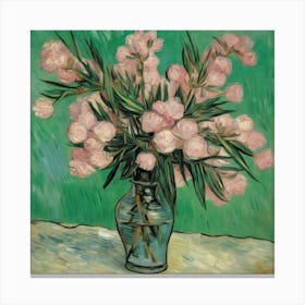 Pink Flowers In A Vase Oleanders Vinvent Van Gogh (2) Canvas Print