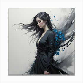 Woman With Long Black Hair 2 Canvas Print