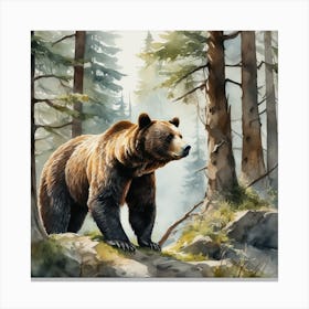 Grizzly Bear In The Forest 17 Canvas Print