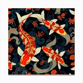 Koi Fish Seamless Pattern 4 Canvas Print