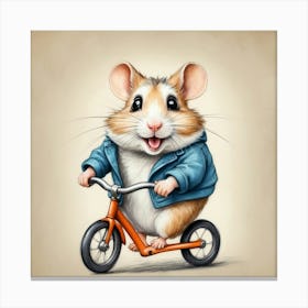 Hamster Riding A Bike 1 Canvas Print